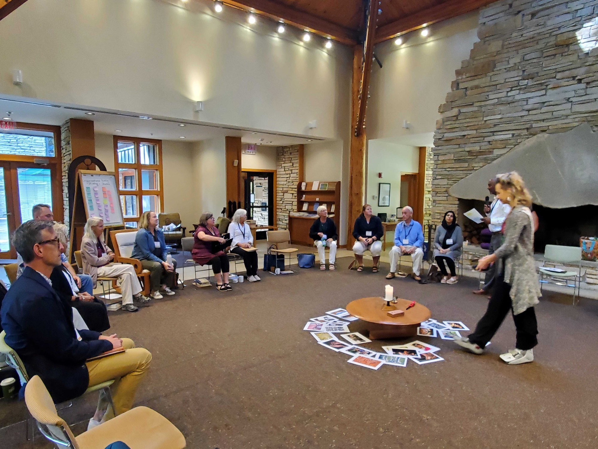 People gathered in a workshop setting